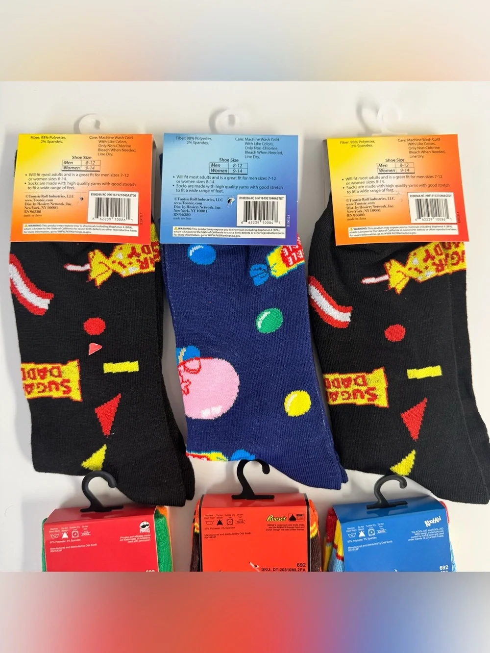 Novelty Socks Lot of 9 Pringles Reese’s Koolaid Sugar Daddy Dubble Bubble NWT
